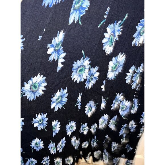 Vintage 90S AMERICAN ANGEL Navy Floral Crinkle Maxi Dress Goth Cottagecore - Picture 5 of 11